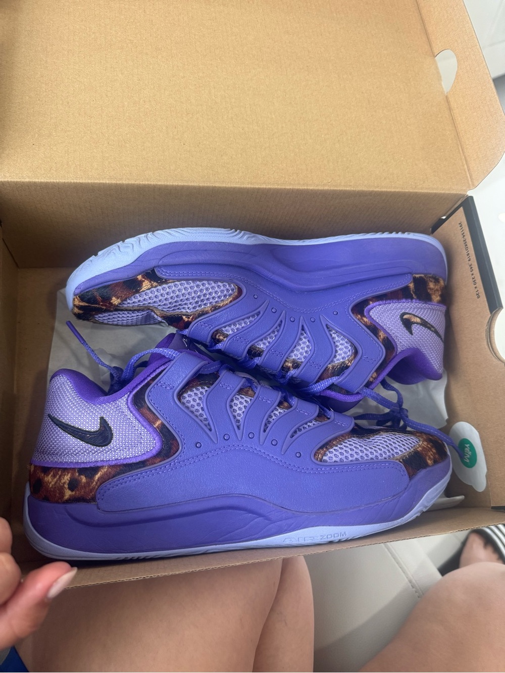 Nike Kids Purple Sneakers with Leopard Accent
